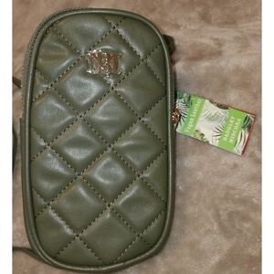 New Badgley Mischka Crossbody Bag Oval Phone Case in "Stone" Olive Green